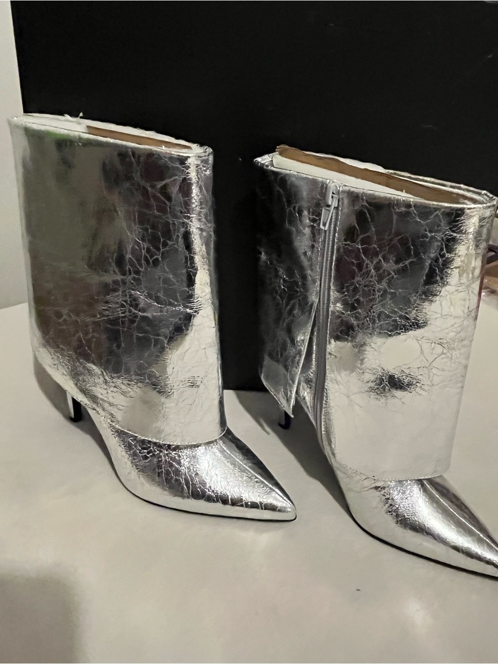 INC International Concepts Metallic Silver Pointed-Toe Ankle Booties